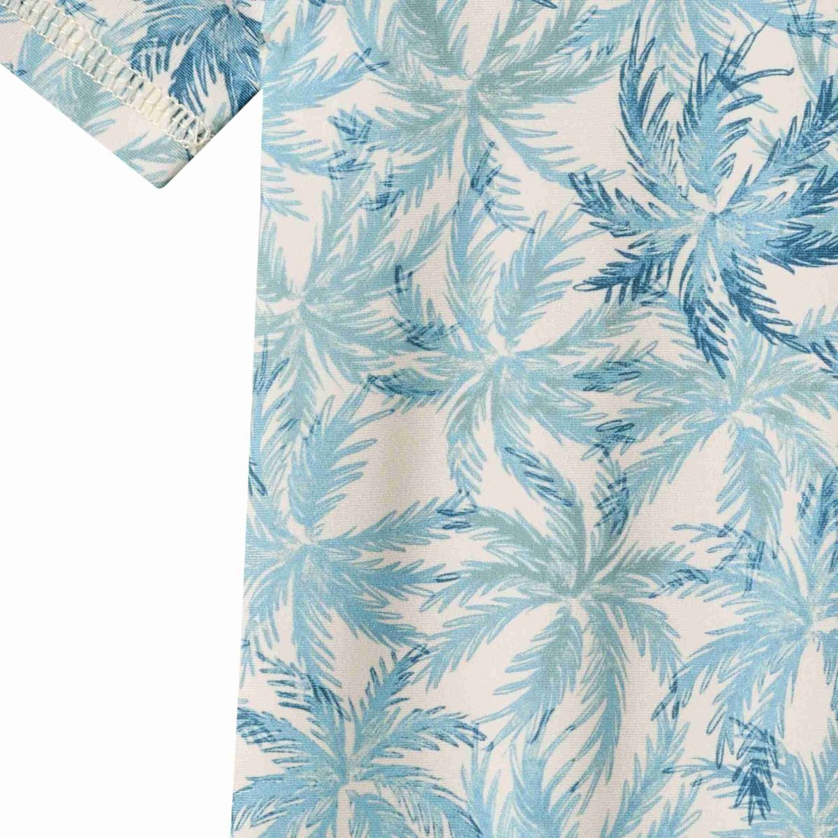 Blue palm leaf pattern on a white background