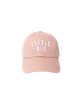 Pink cap with 'LITTLE SIS' text on a white background