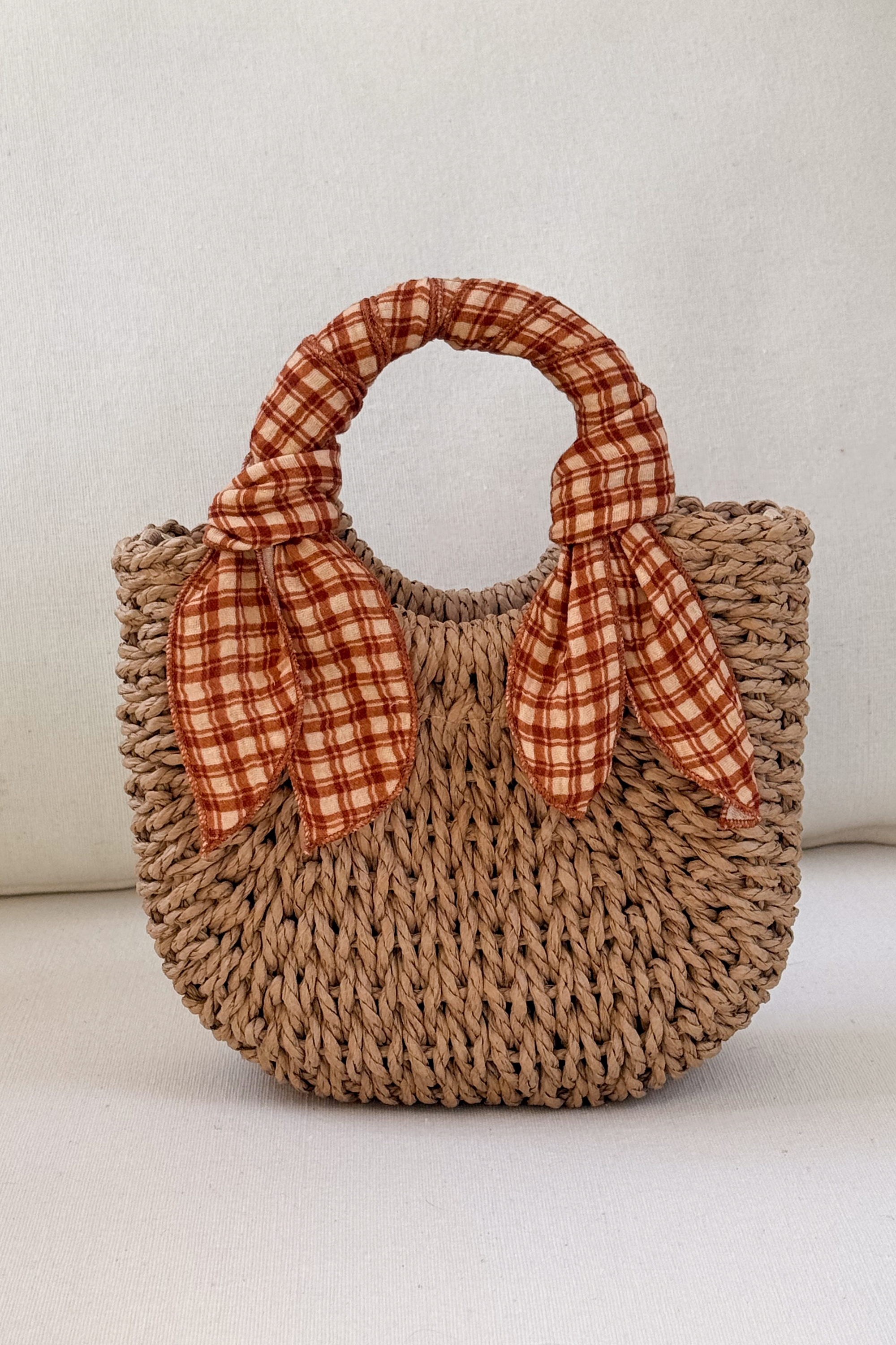 MINI STRAW BAG - HONEY PLAID