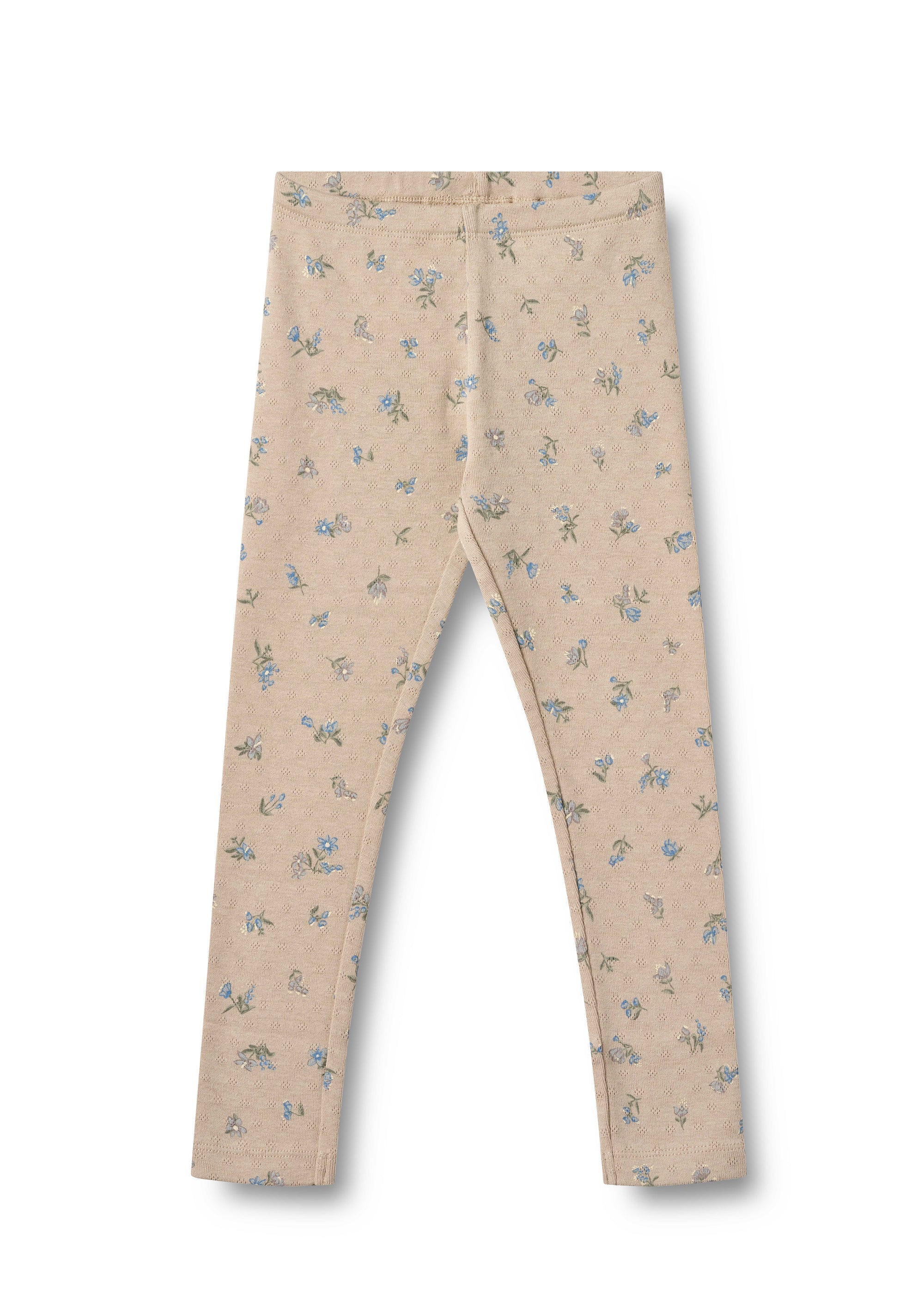 Beige pants with floral pattern on a white background