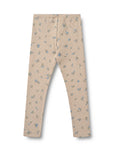 Beige pants with small floral pattern on a white background