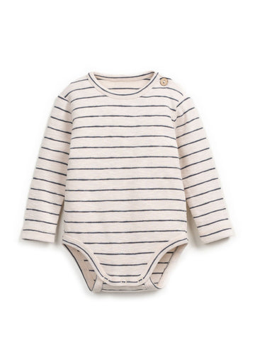 Striped baby bodysuit on a white background