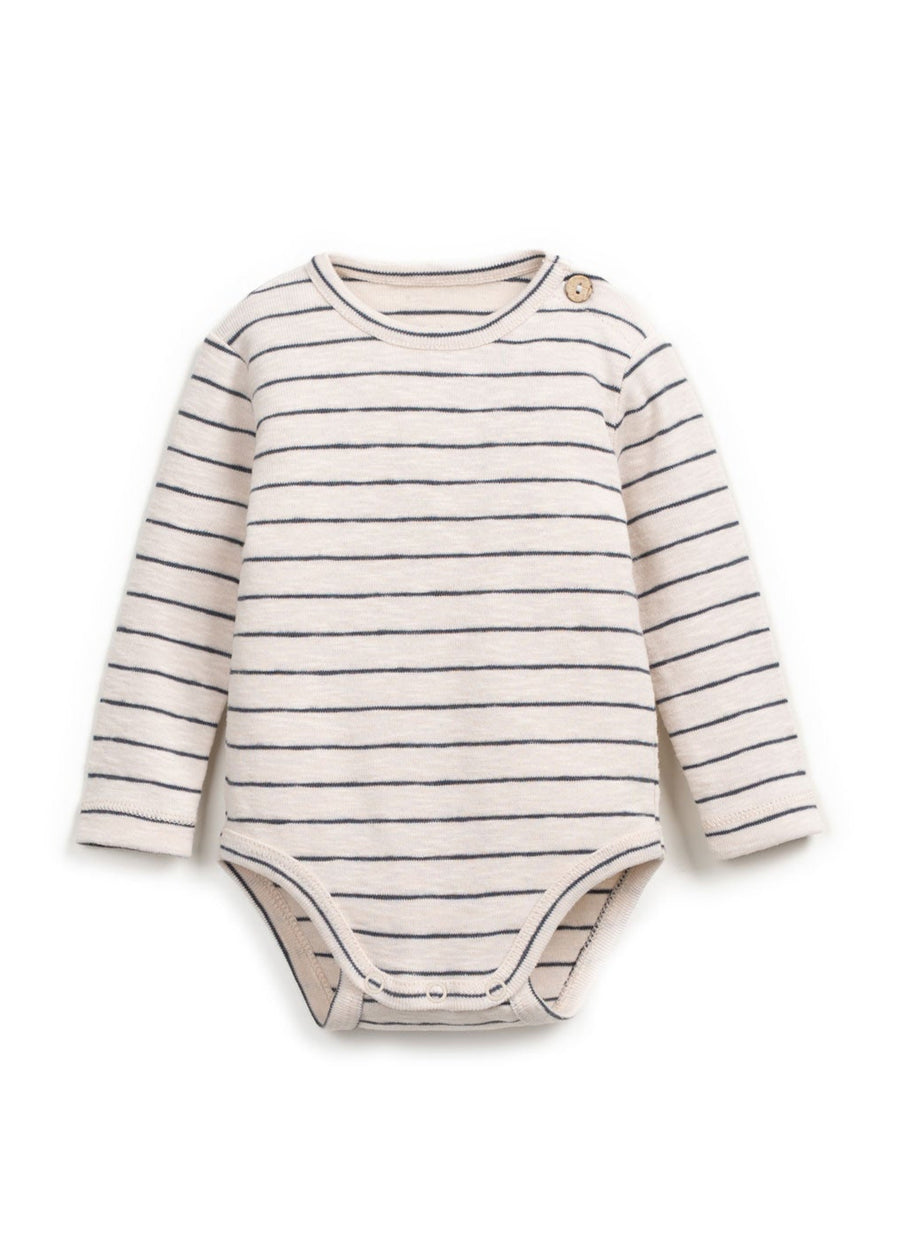 Striped baby bodysuit on a white background