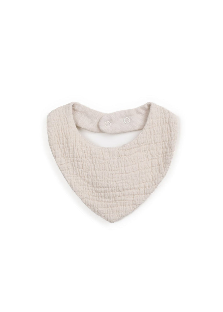Beige baby bandana bib on a white background