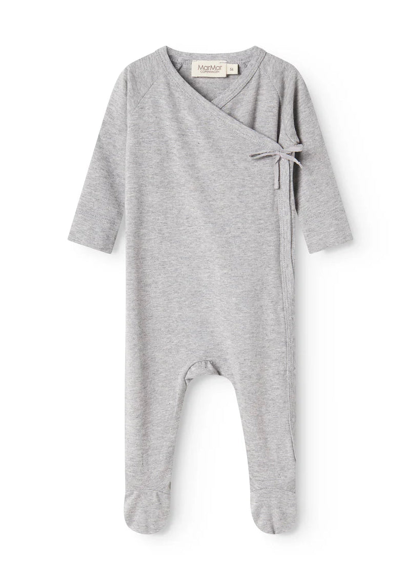 Gray baby onesie on a white background
