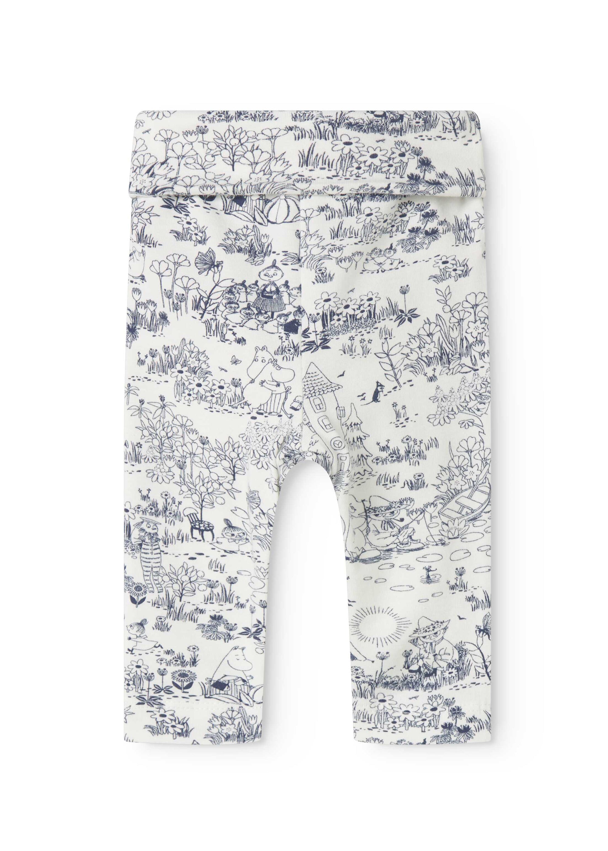 White leggings with blue animal print on a white background
