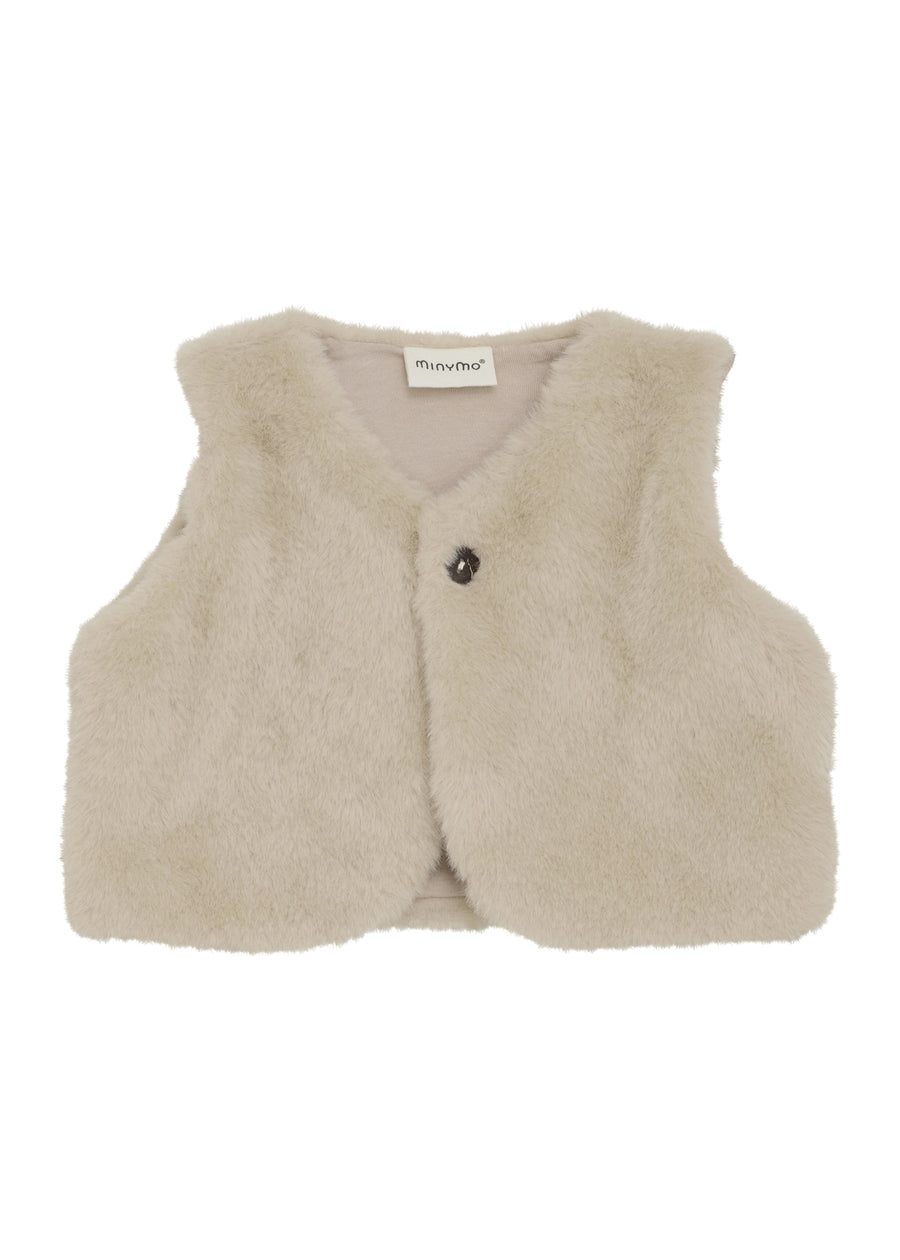FAUX FUR VEST - PINK NUDE