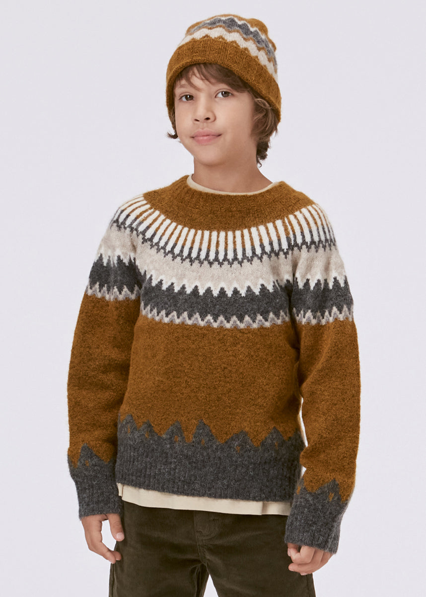 BAE WOOLEN SWEATER - BROWN/GREY