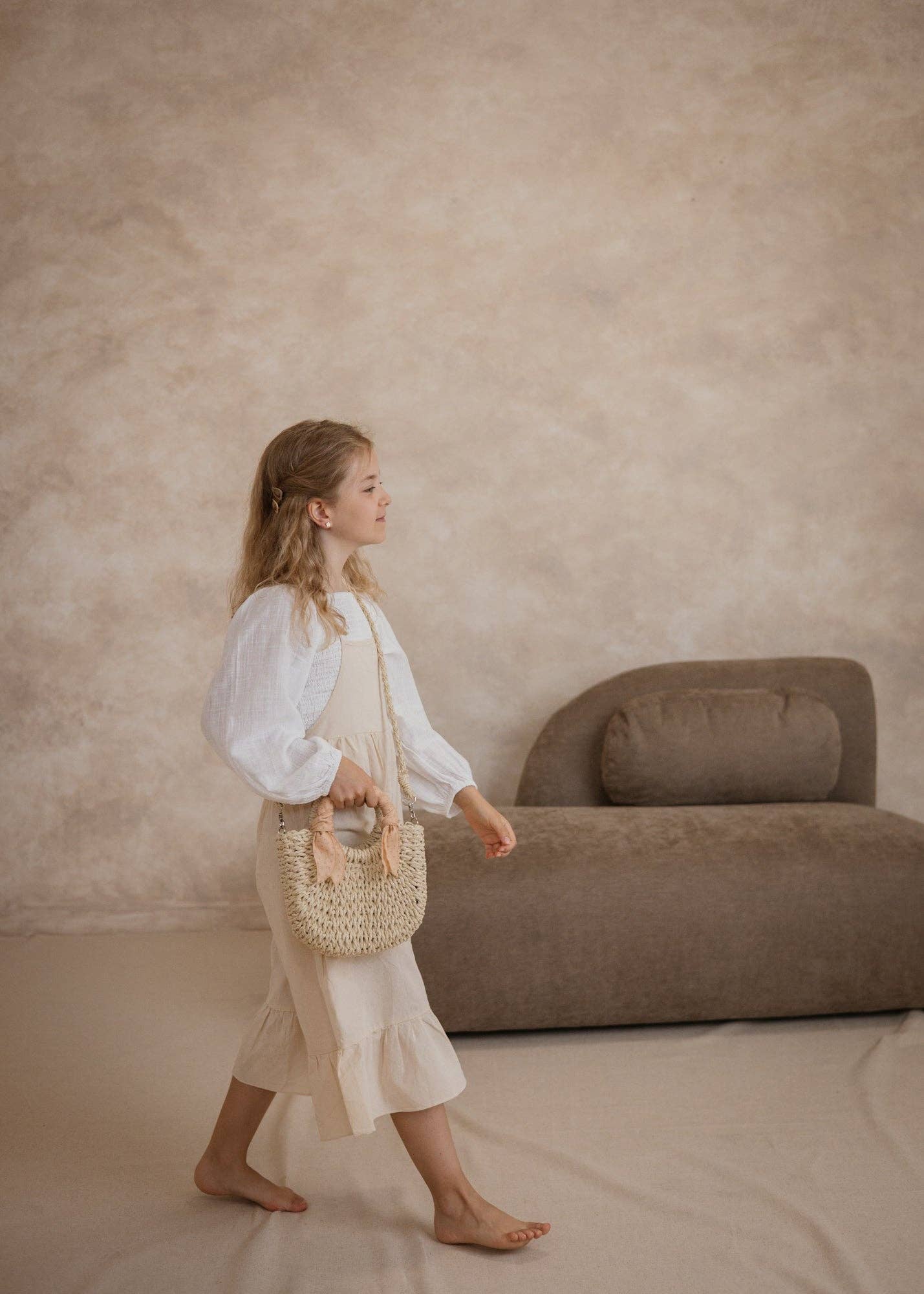 MINI STRAW BAG - BLUSH DOTS