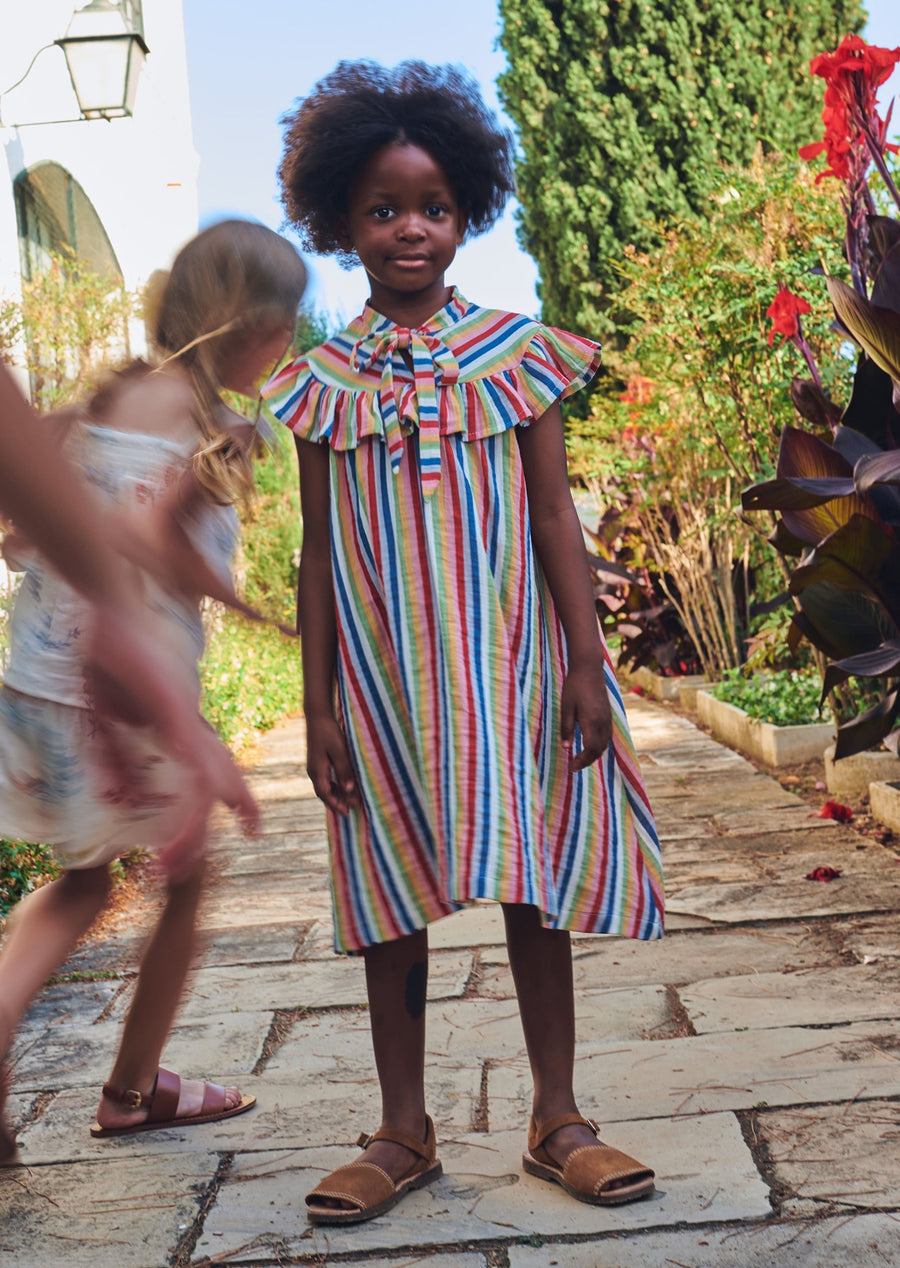 STRIPES TIE NECK DRESS