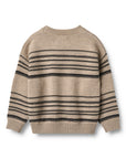 Beige sweater with black horizontal stripes on a white background