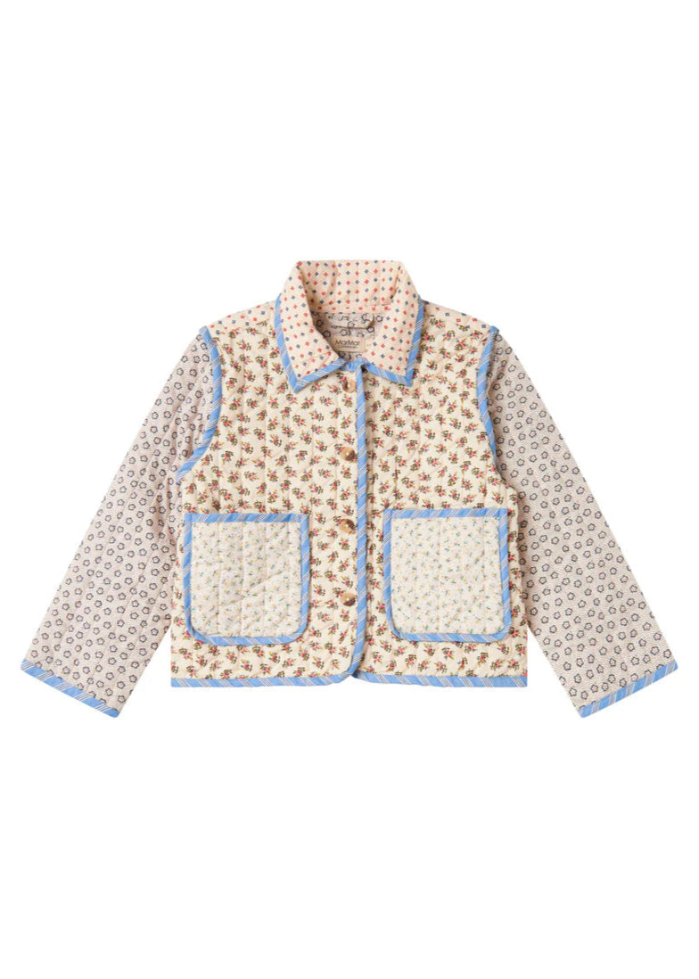 Children's quilted jacket with a pattern on a white background
