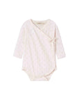 Baby bodysuit with long sleeves on a white background