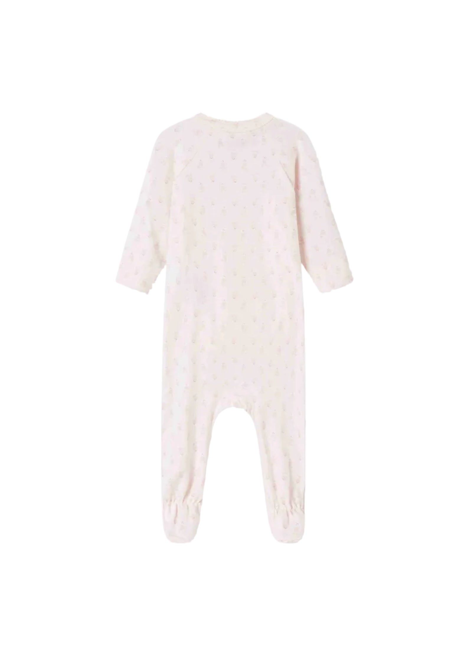 Baby onesie with long sleeves and feet on a white background