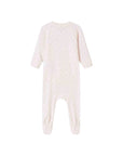 Baby onesie with long sleeves and feet on a white background