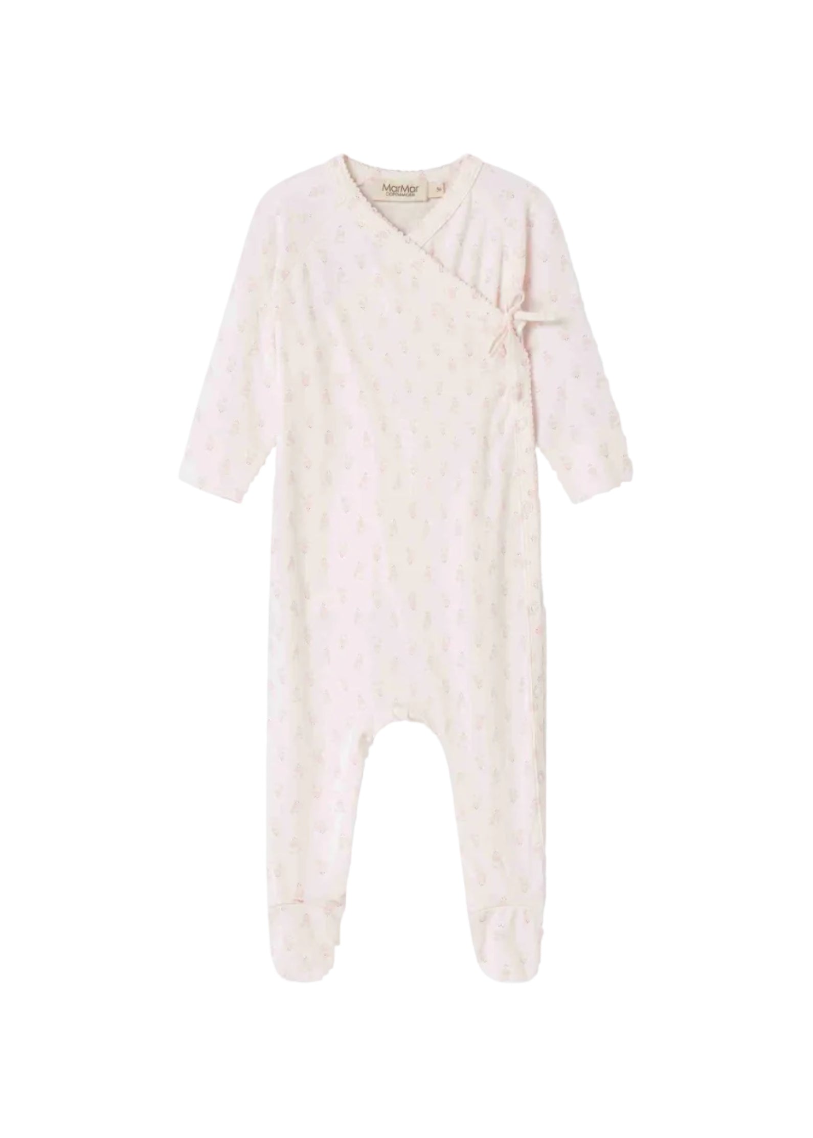 Baby onesie with a bow on a white background