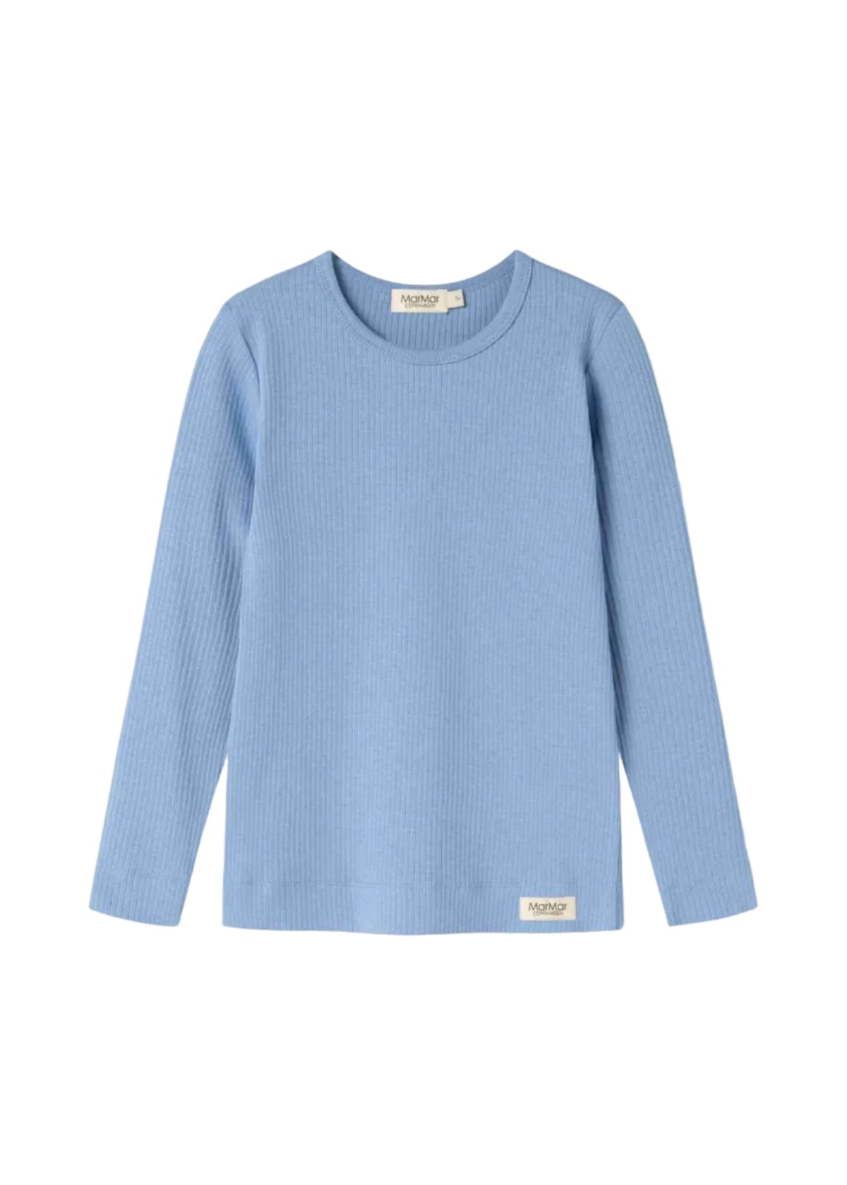 A light blue ribbed long-sleeve crewneck sweater by Monari, shown flat against a clean white background.