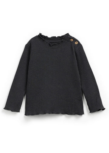 RIB LETTUCE TRIM  LS TEE