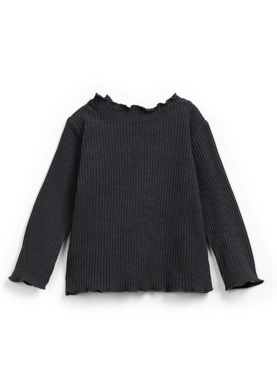 RIB LETTUCE TRIM  LS TEE