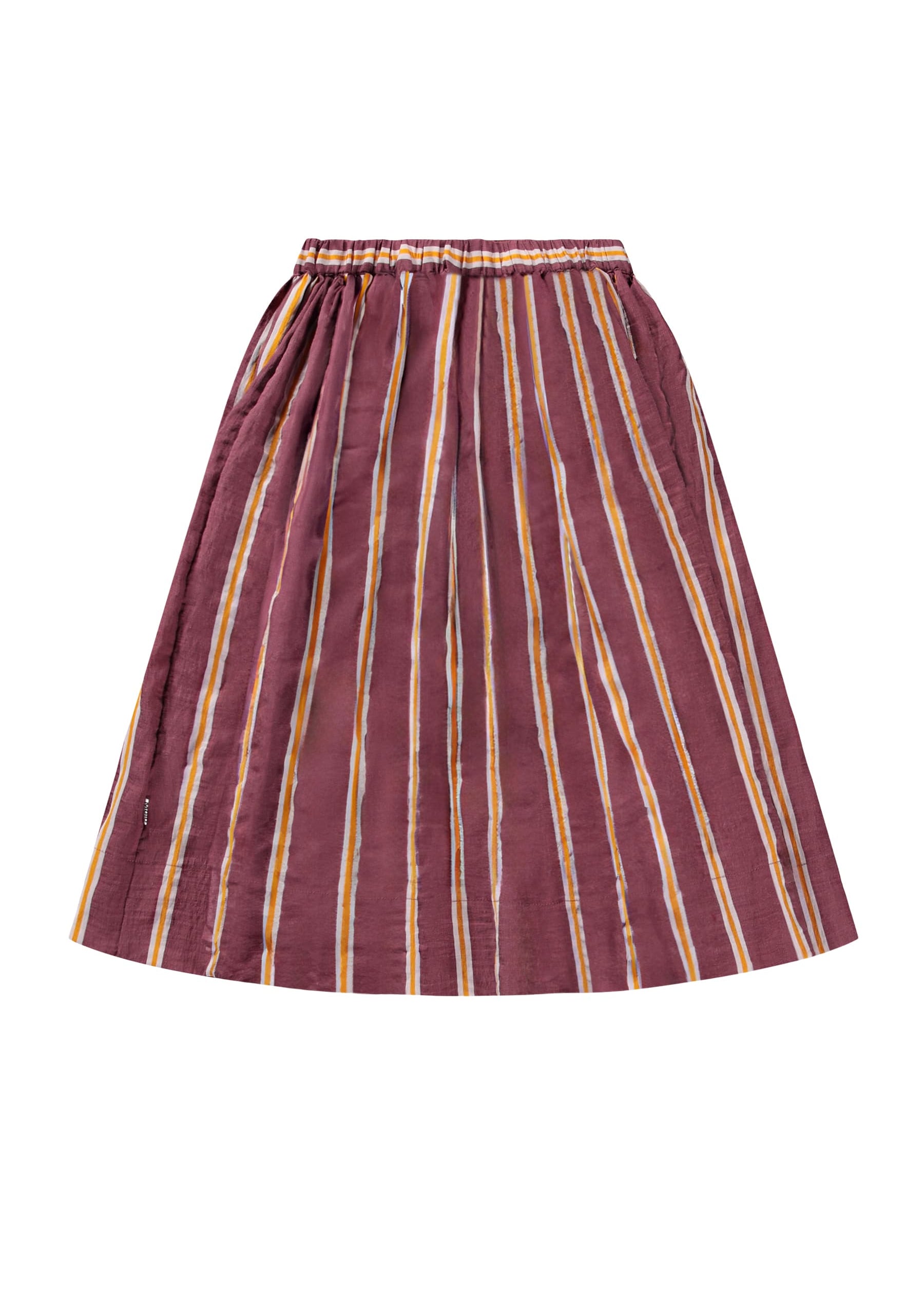Maroon and yellow striped skirt on a white background