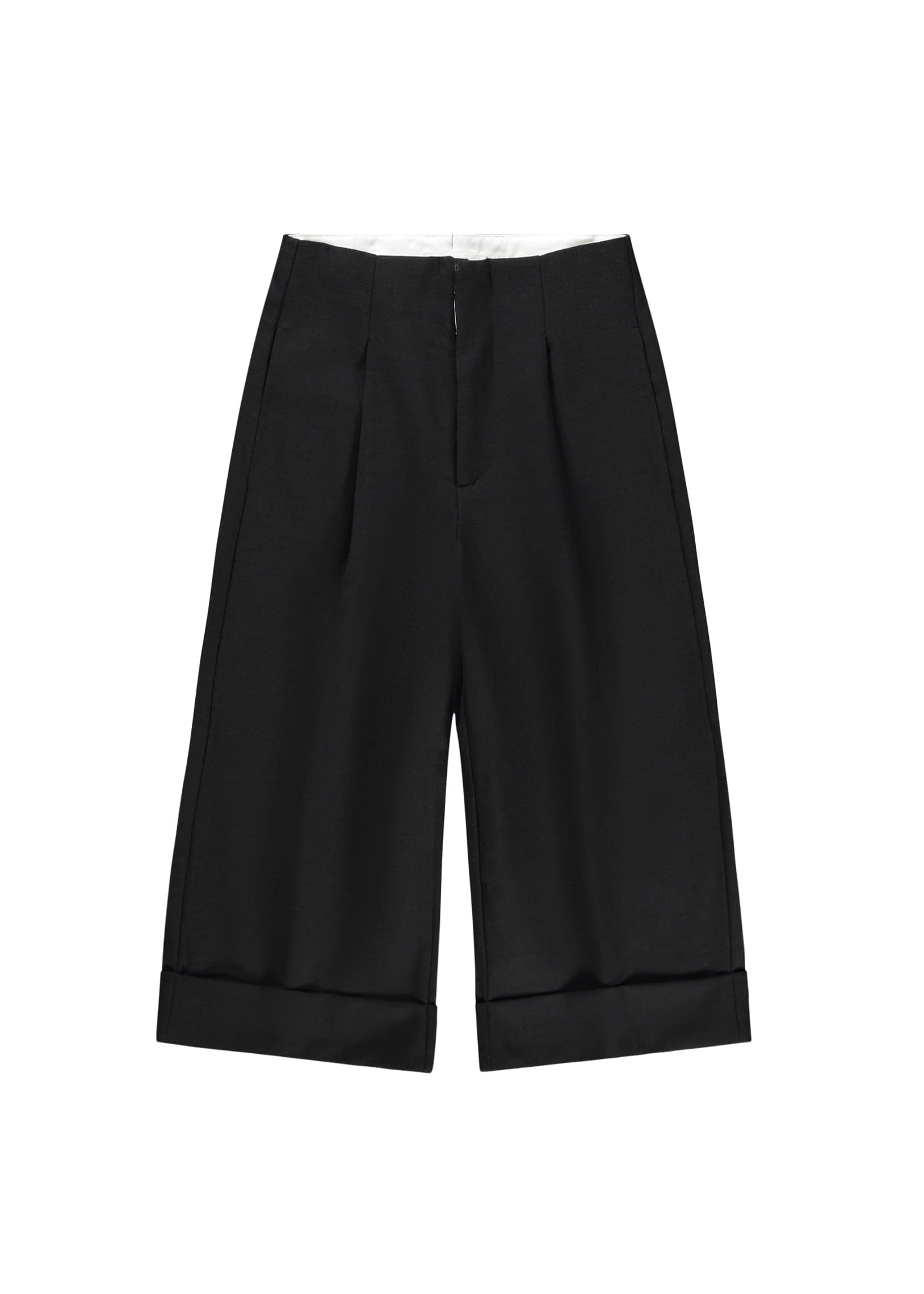 Black wide-leg pants on a white background