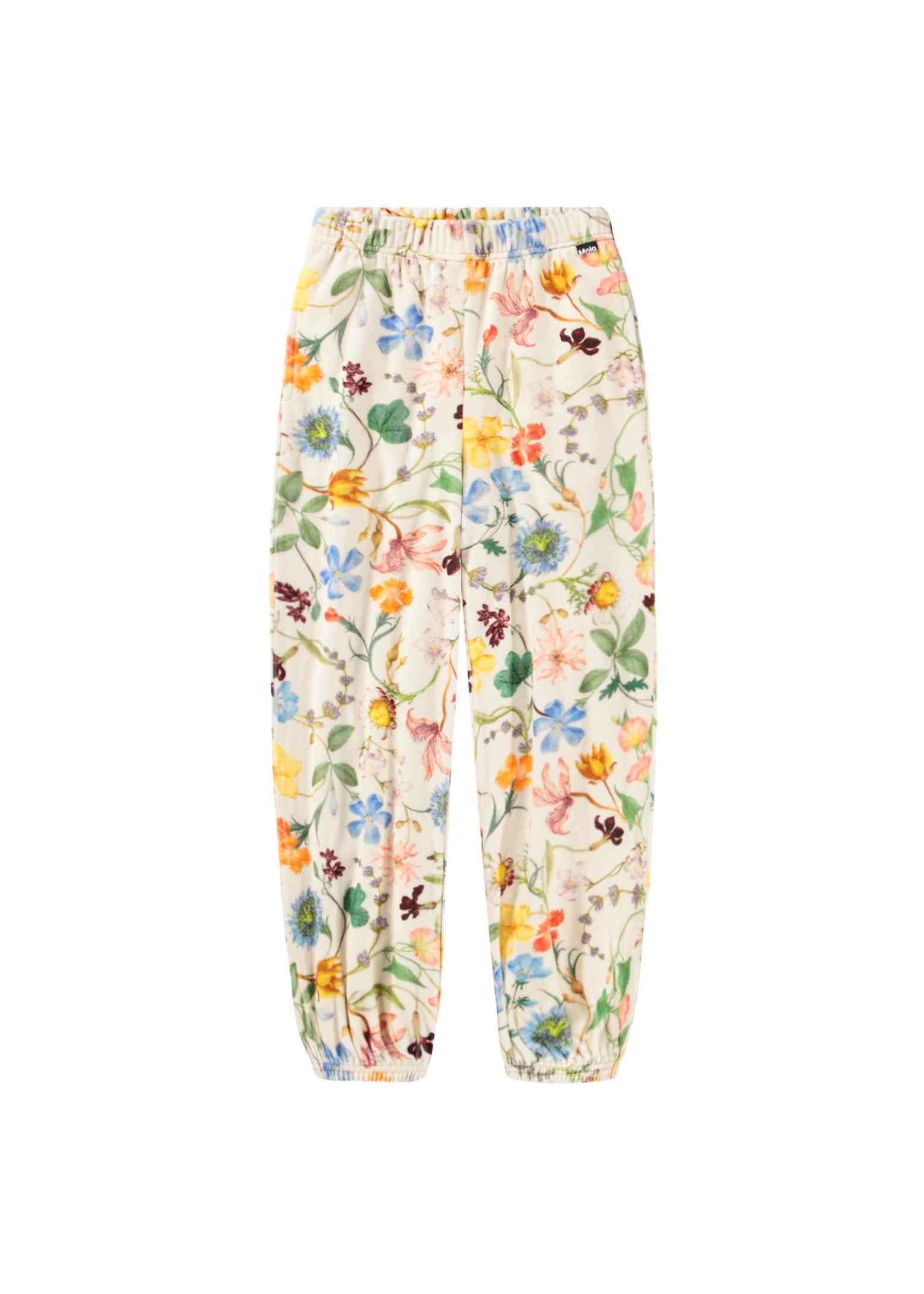 Floral-patterned pants on a white background