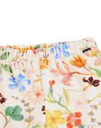Floral-patterned fabric with colorful flowers on a white background