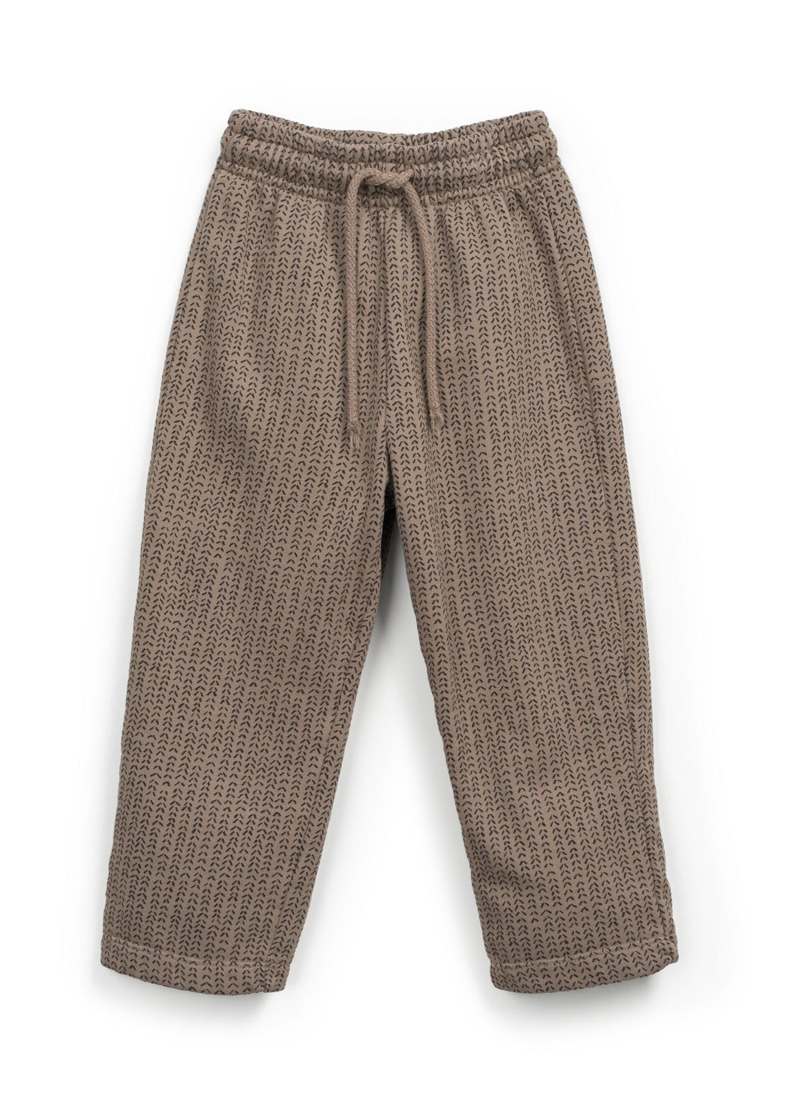 Brown woven pants on a white background