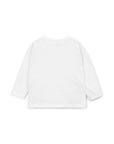 A plain white long-sleeve t-shirt shown from the back, laid flat against a clean white background.