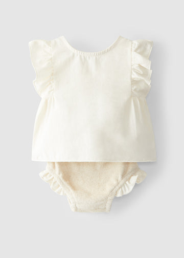 RUFFLE TOP AND TERRY BLOMMER SET