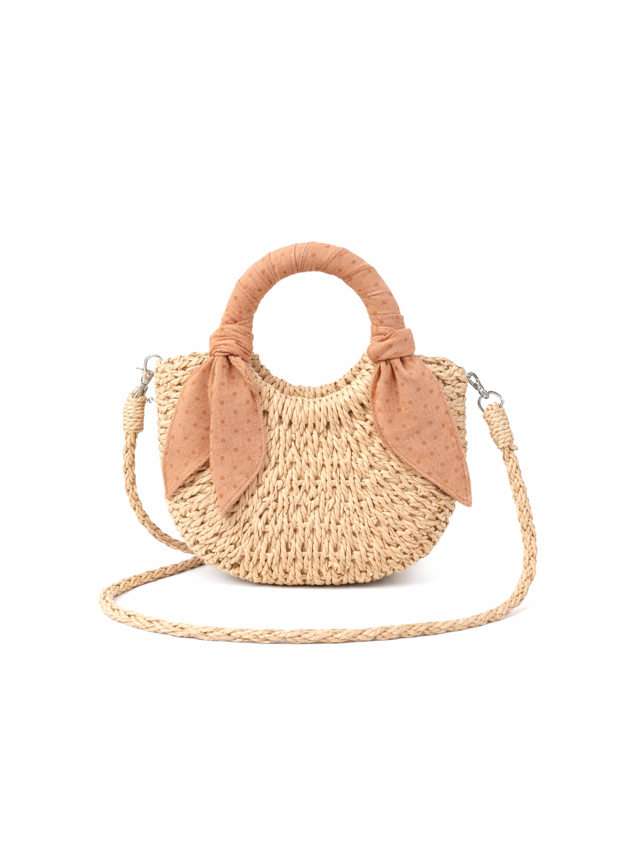 MINI STRAW BAG - BLUSH DOTS