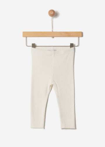 RIBBED BABY LEGGINGS - EGG NOG