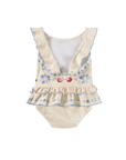 Children's swimsuit with floral design on a white background