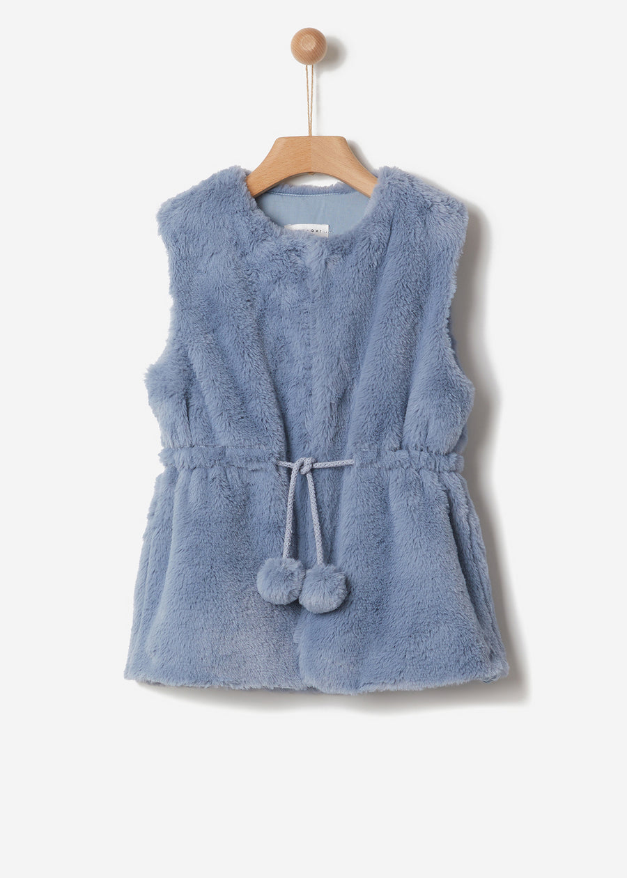 FAUX FUR POMPOM VEST