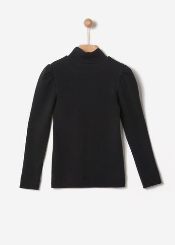 HIGH NECK JACQUARD TOP - BLACK