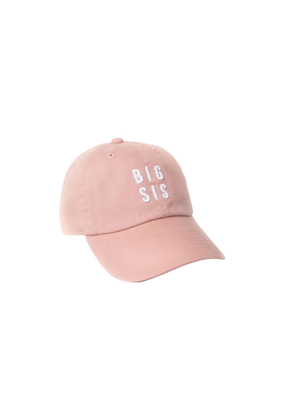 Pink cap with 'BIG SIS' text on a white background