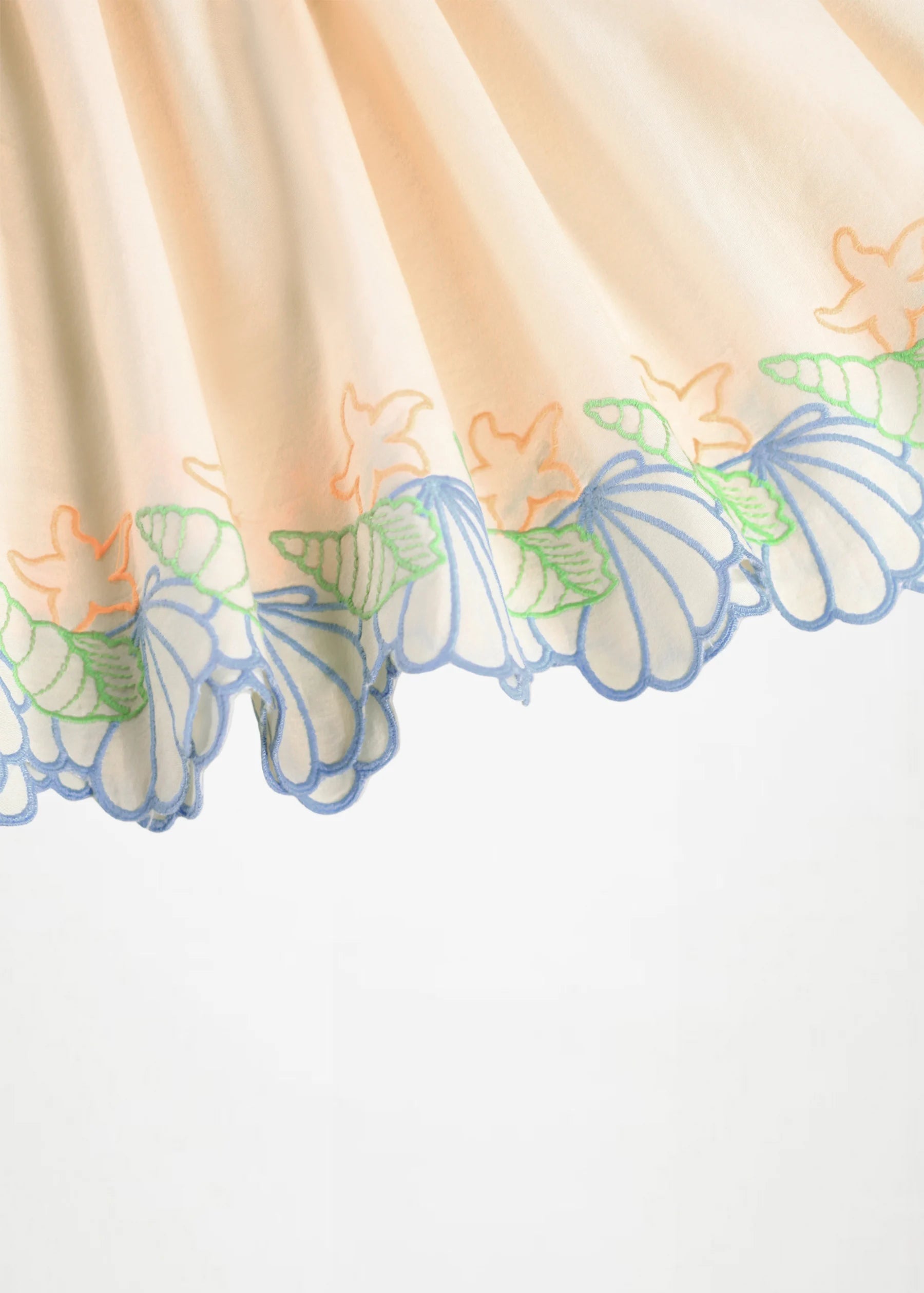 Close-up of a decorative lace trim with floral patterns on a plain background