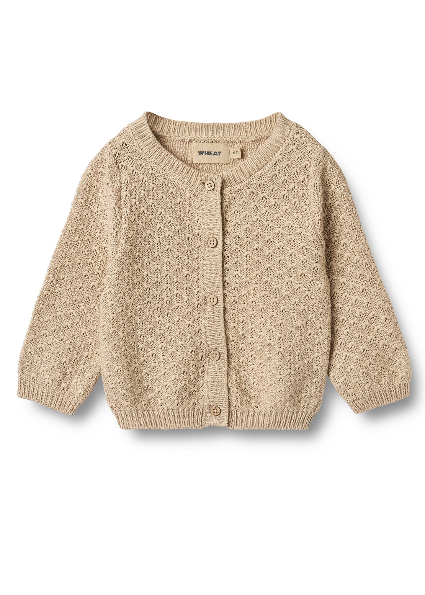 Beige knitted cardigan on a white background