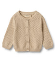 Beige knitted cardigan on a white background