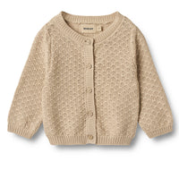 Beige knitted cardigan on a white background