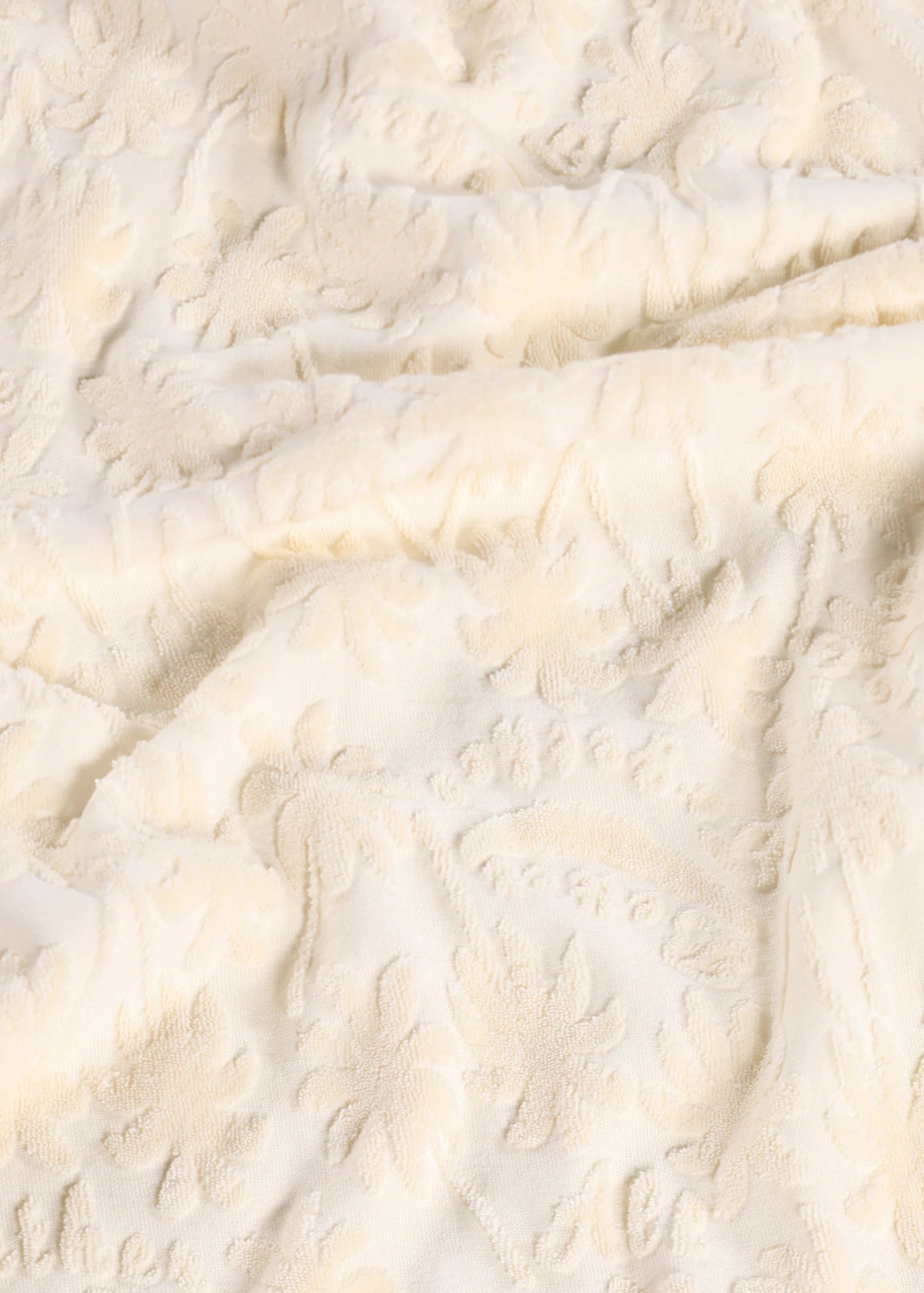 Close-up of textured white fabric
