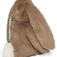 Brown plush bunny toy on a white background