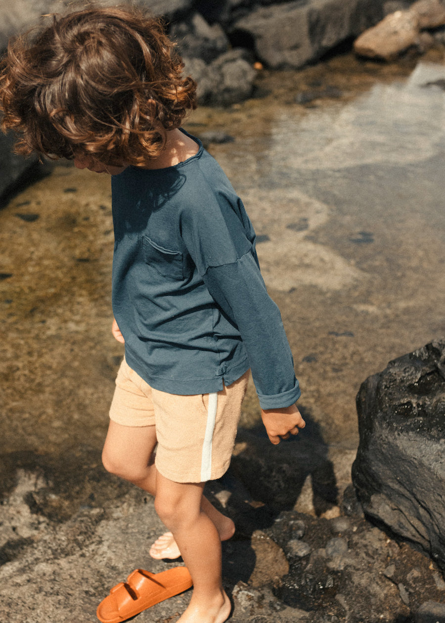 LINEN BLEND TEE - MIDNIGHT