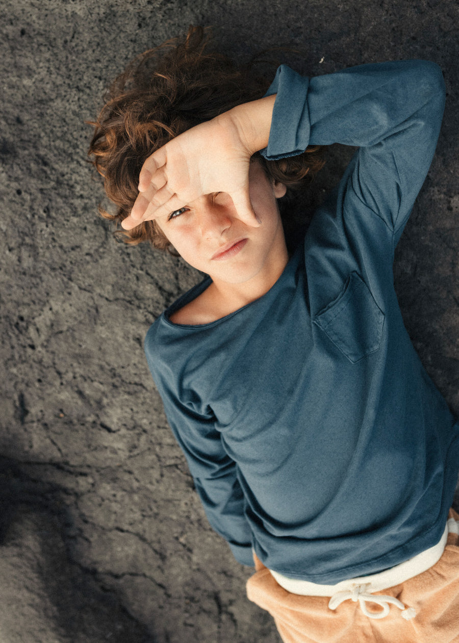 LINEN BLEND TEE - MIDNIGHT