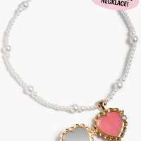 Necklace with heart-shaped pendants on a white background