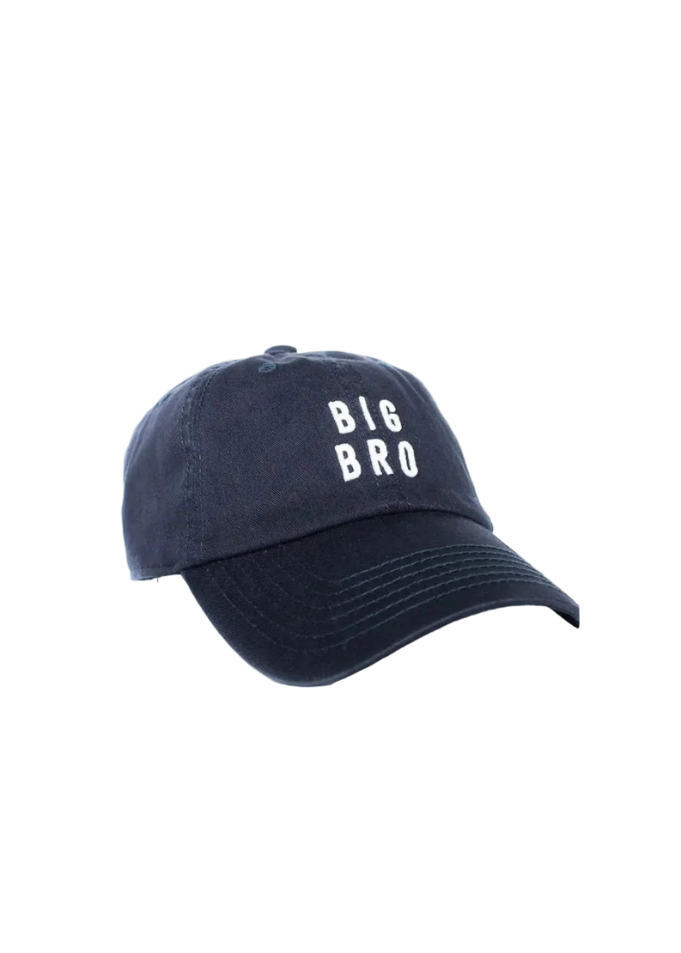 Navy blue cap with 'BIG BRO' text on a white background