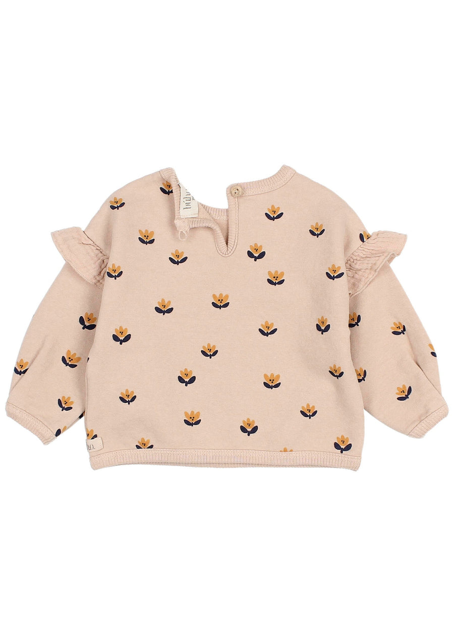 Baby sweater with floral pattern on a white background