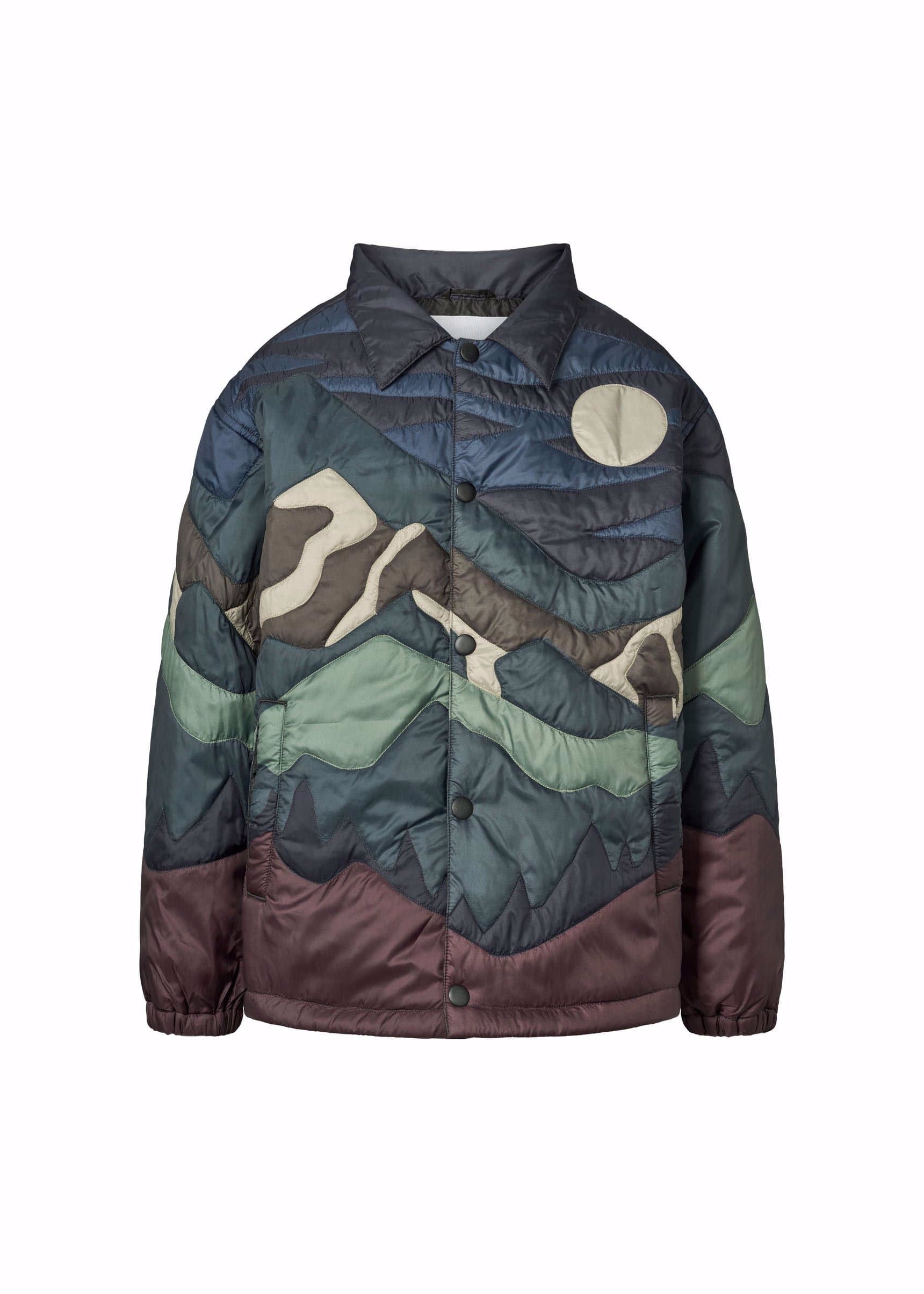 Multicolored quilted jacket on a white background