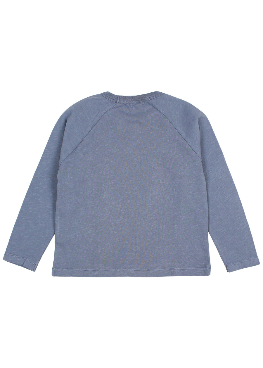 Blue long-sleeve shirt on a white background