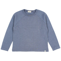 Blue long-sleeve shirt on a white background